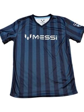 Boys Messi Striped V-Neck T-Shirt